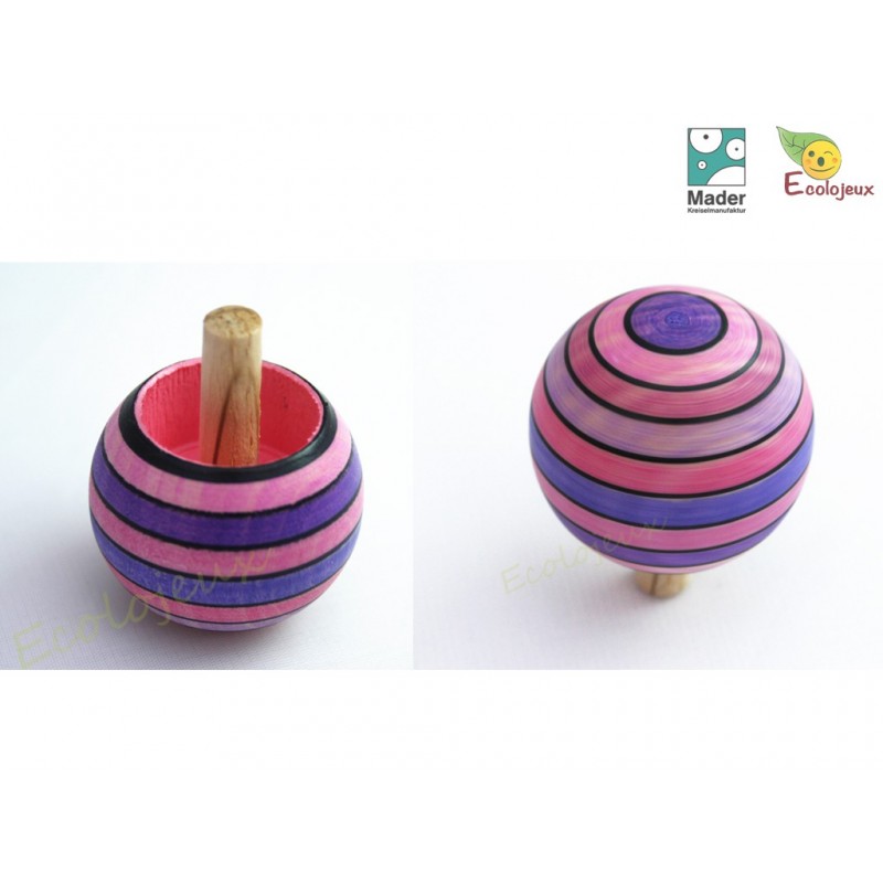 Toupies Mader WOODEN SPINNING TOP Toupie Magique Rayée lilas
