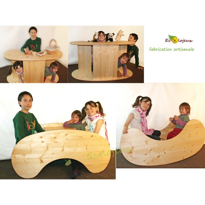 Table enfant bois massif artisan Bascule Marchande Théâtre