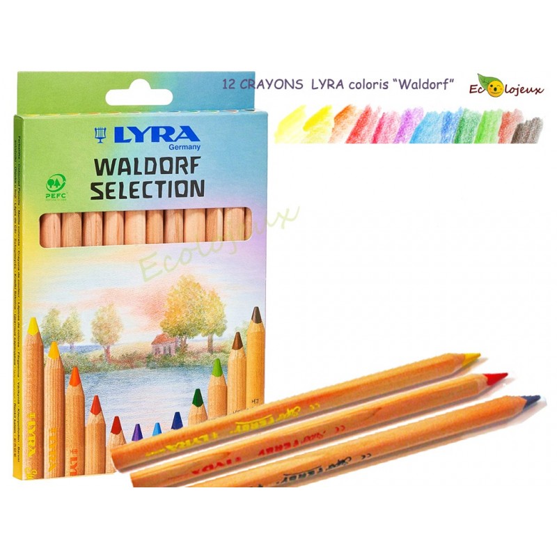 Crayons Lyra Assortiment Waldorf 12 CRAYONS TRIANGULAIRES WALDORF LYRA Stockmar école Steiner