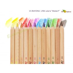 Crayons Lyra Assortiment Waldorf 12 CRAYONS TRIANGULAIRES WALDORF LYRA Stockmar école Steiner