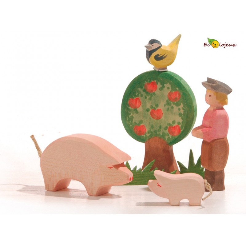 jouet waldorf figurine bois animal cochon jouet ferme