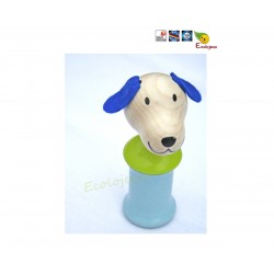 Cadeau naissance bio naturel - Jouet Bois Selecta - Ringo le chien qui couine