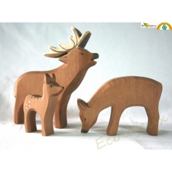 figurine bois Cerf biche faon fait main Ostheimer JOUET WALDORF