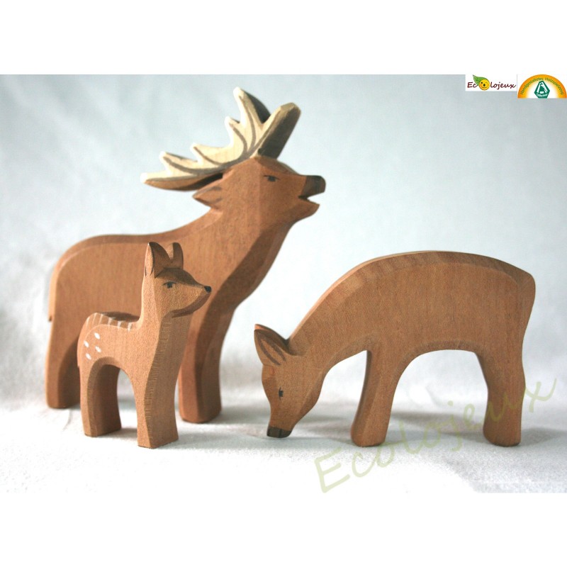 figurine bois Cerf biche faon fait main Ostheimer JOUET WALDORF