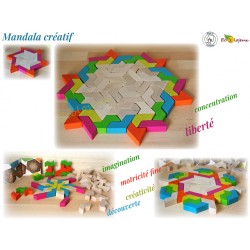 Jouet libre bois Mandala créatif artistique Mandala bois Geoblox 60pcs Erzi Jeu construction