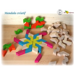 Jouet libre bois Mandala créatif artistique Mandala bois Geoblox 60pcs Erzi Jeu construction