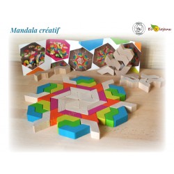 Jouet libre bois Mandala créatif artistique Mandala bois Geoblox 60pcs Erzi Jeu construction