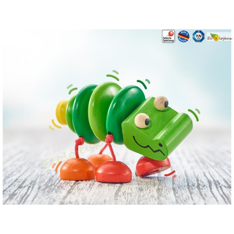 hochet bois bébé selecta Kroko cadeau naissance naturel bio écolo HOCHET en bois bébé 61044