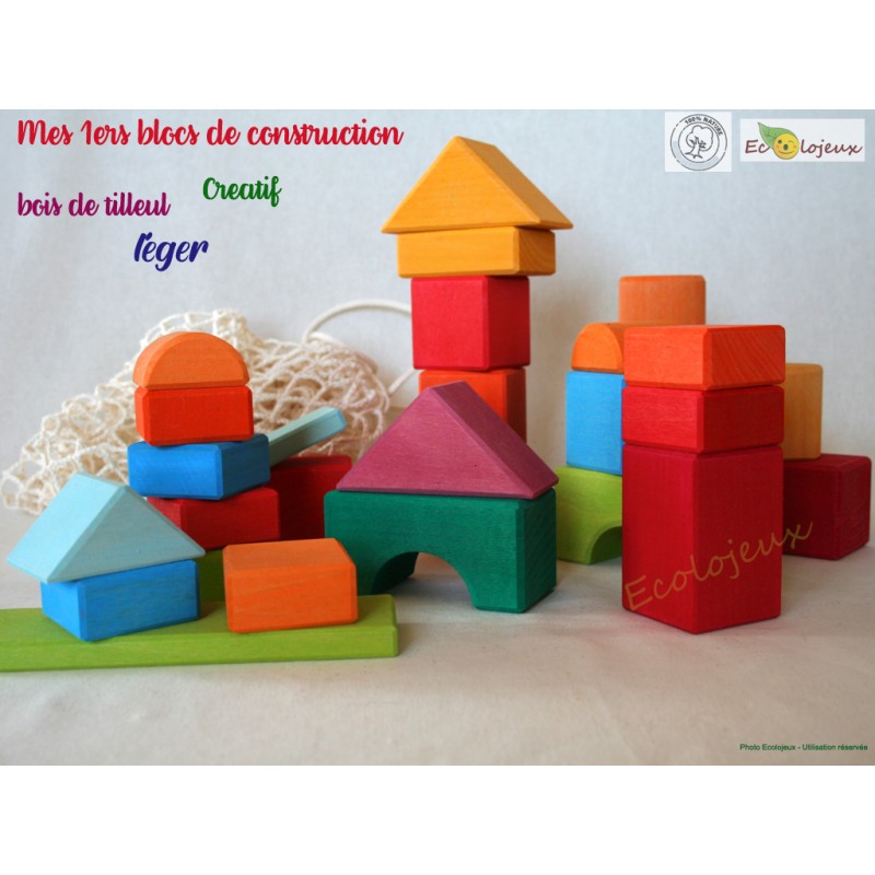 Cubes Blocs de construction bois - Jouet libre Jouet libre couleurs arc en ciel Jouet Waldorf Gluckskafer