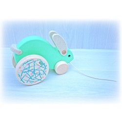 PROMO JOUET BOIS DE QUALITE JEU BOIS SOLIDE DURABLE Lapin à tirer Bajo