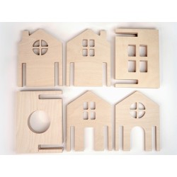 Flockmen City - Village de 8 pièces pour figurines Flockmen Jouet libre en bois