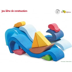 Jeu de construction bois - Vagues bateau Puzzle 3D en bois Jeu libre d'imagination