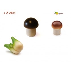 Dinette en bois, cuisine en bois enfant  artisanale Légume en bois Dinette Bolet Champignon Erzi