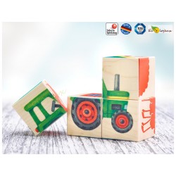 Puzzle cubes en bois Dés Ferme Selecta Jouet éveil bois