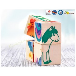 Puzzle cubes en bois Dés Ferme Selecta Jouet éveil bois