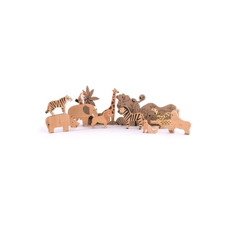 Figurines bois Set animaux de la jungle Dès 18 mois Jouet bois BAJO