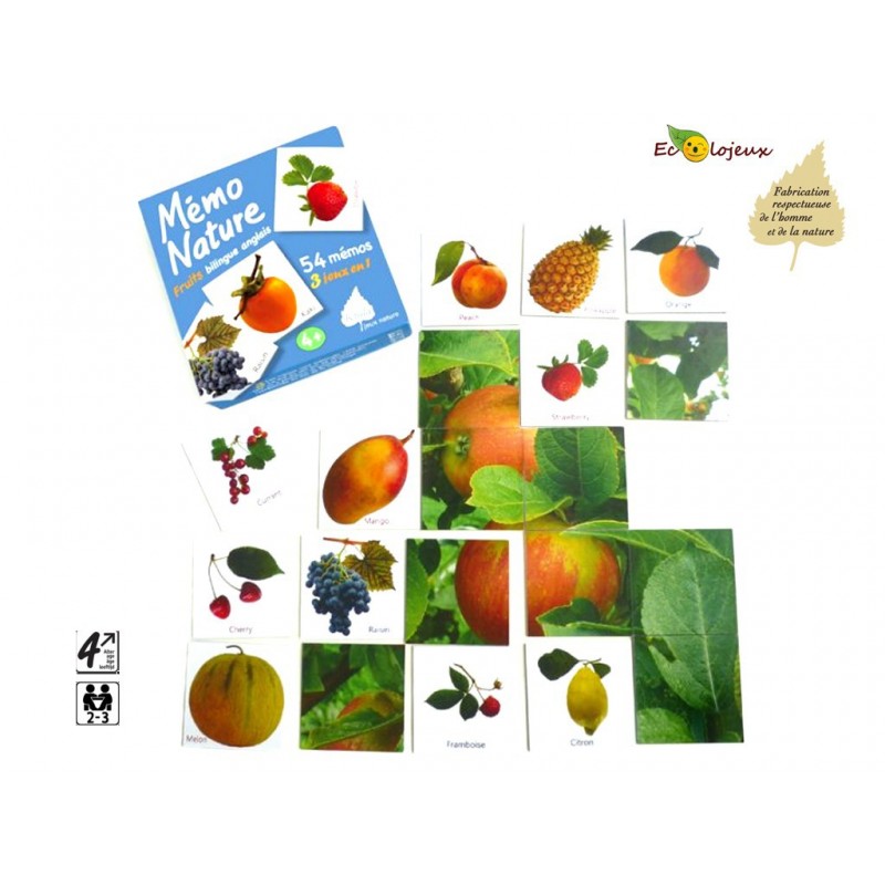 Jeu nature Mémo Nature Fruits Bilingue Anglais Apprendre Langues Editions Bétula Exbrayat