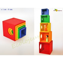 Jouet bois encastrement Formes Cubes Gigognes en bois