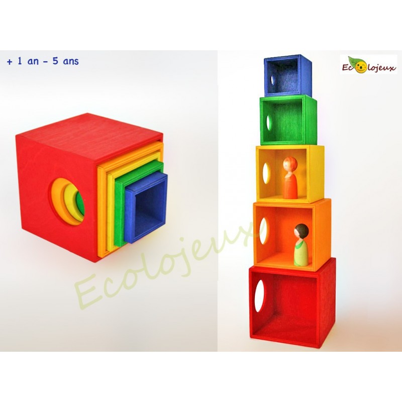 Jouet bois encastrement Formes Cubes Gigognes en bois